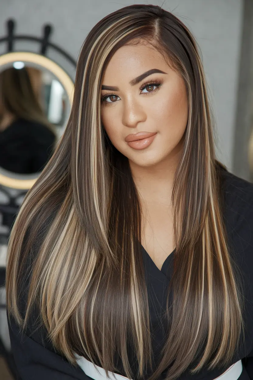 autumn haircuts 2025 Pin-Straight Dimension with Luxe Contrasts