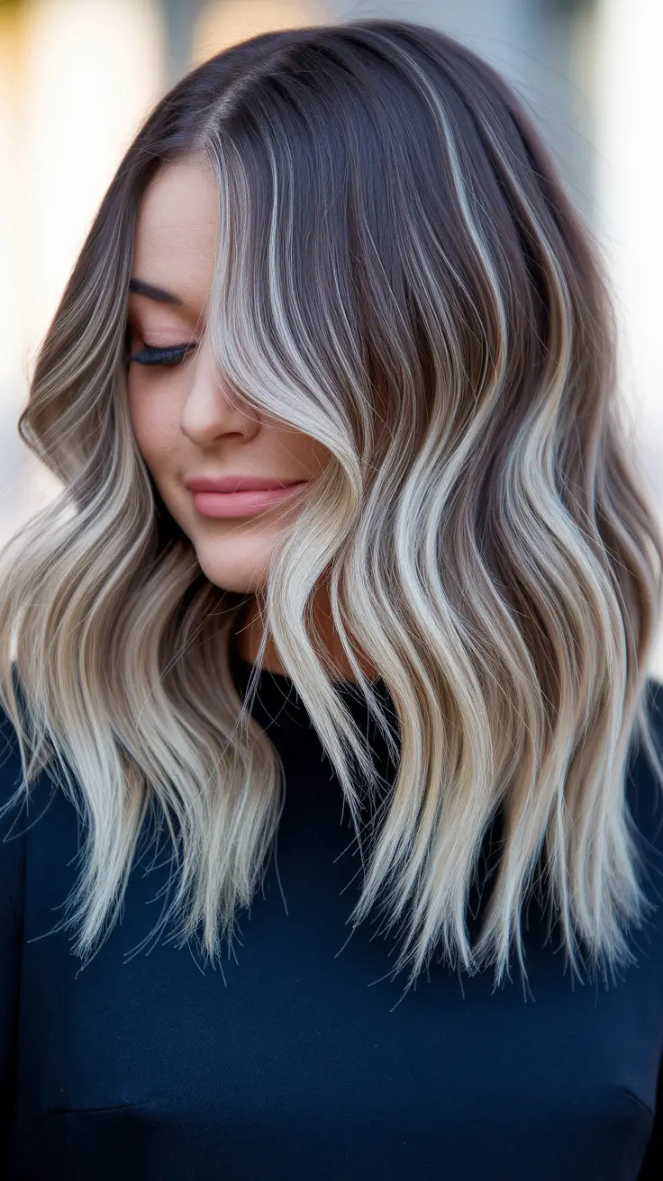 fall color highlights hair ideas for black women Chestnut and Cream Ribbons in Sculpted Waves