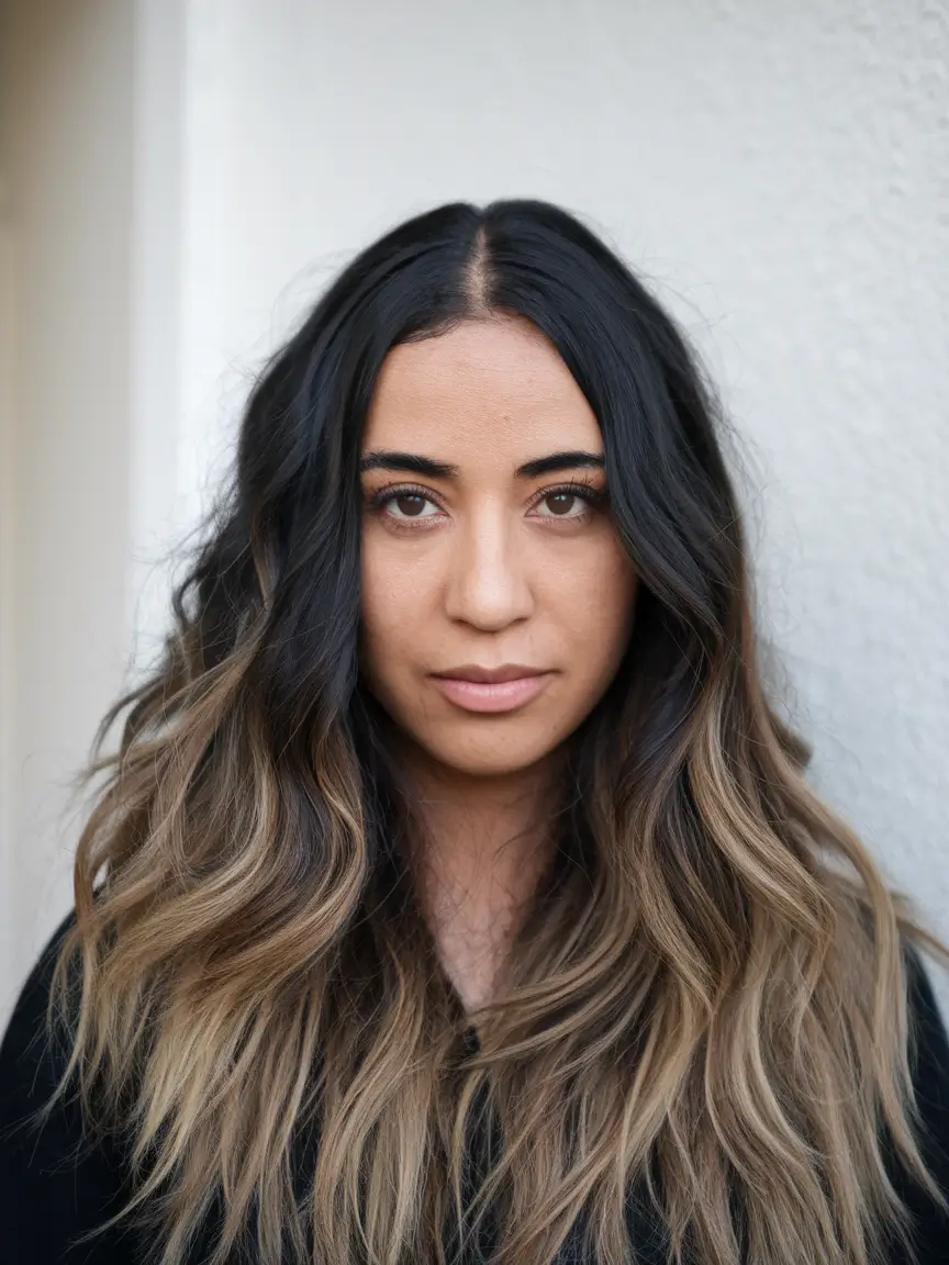 fall hair color ideas black hair Warm Honey Brunette Balayage with Loose Texture