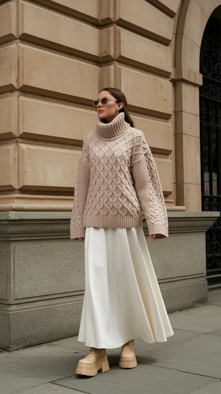 fall sweater outfits 2025 Chunky Cable Meets Soft Movement
