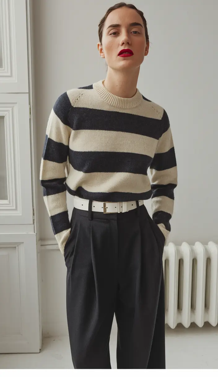 fall sweater outfits 2025 Stripes with a Side of Sartorial Sass
