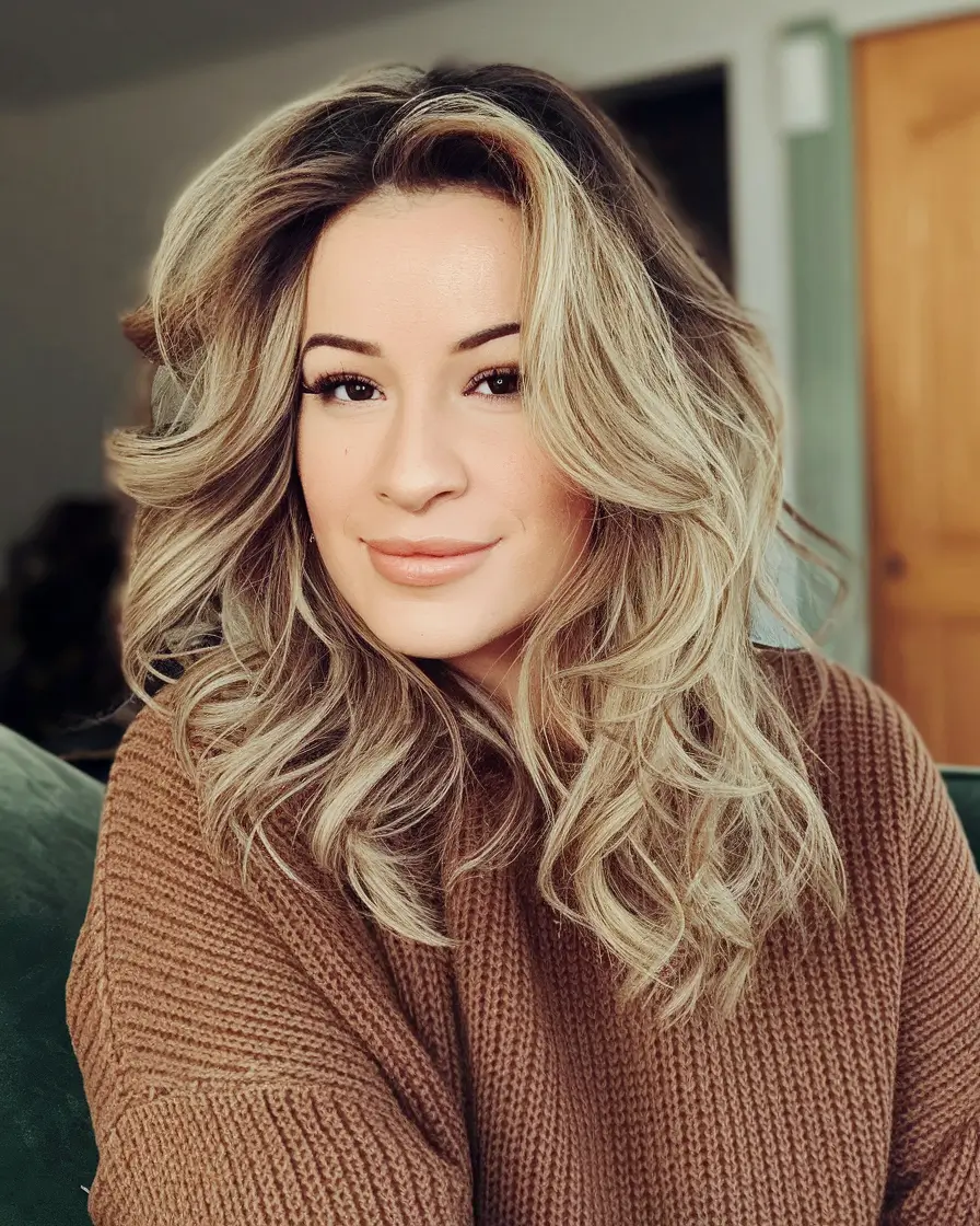 caramel autumn hair colors Voluminous Warm Blonde Balayage
