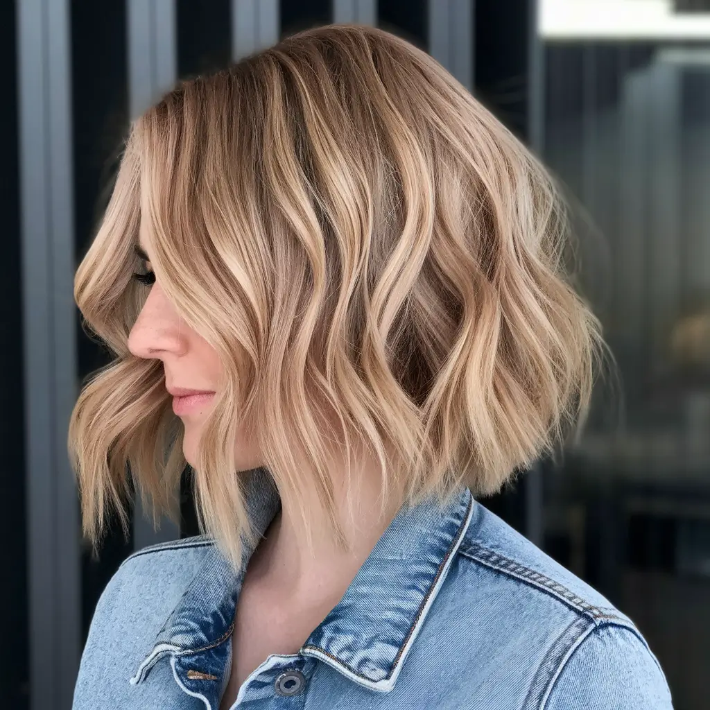 caramel autumn hair colors Dimensional Lob with Buttery Balayage Ombre