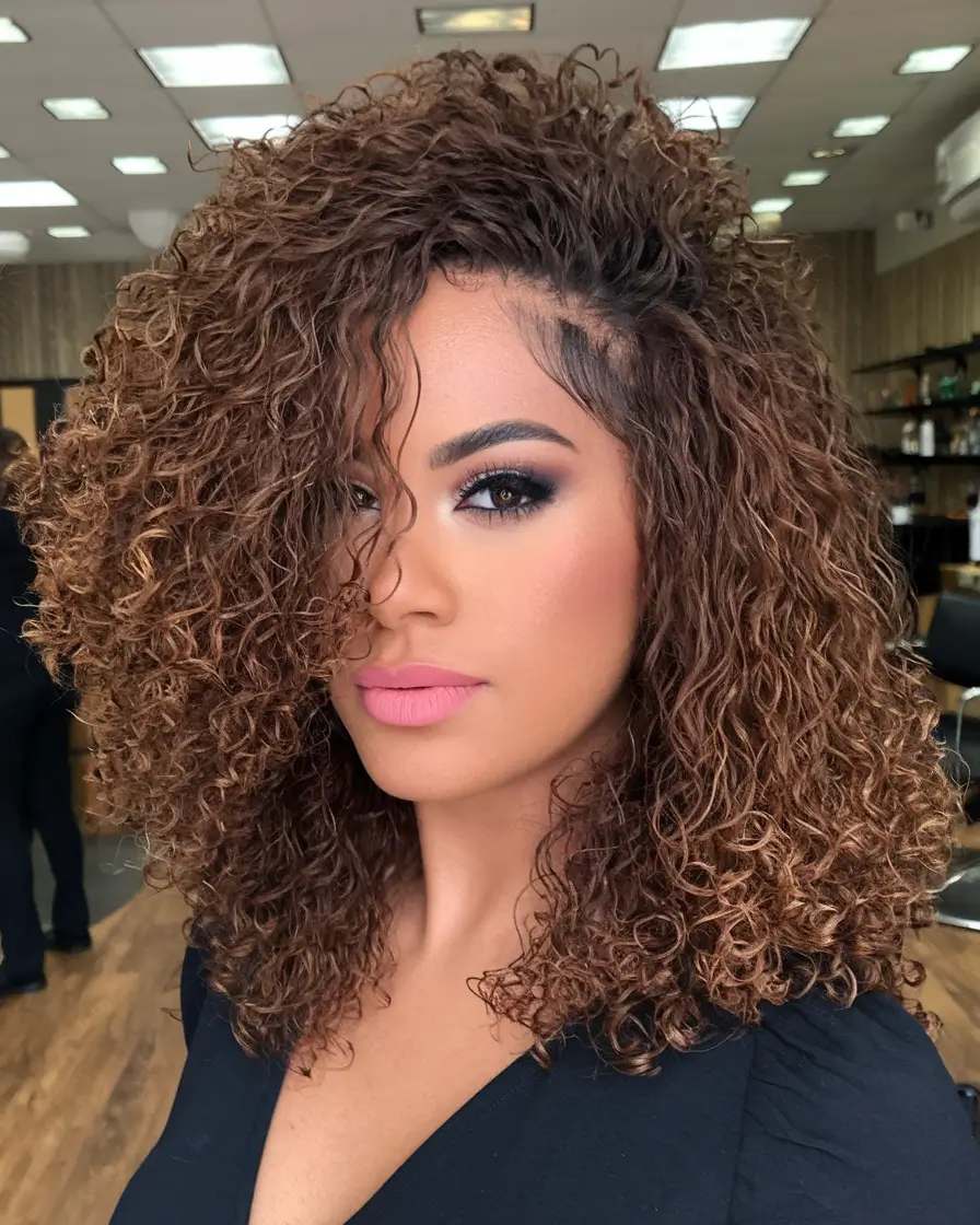 chocolate brown curly brown Caramel Mocha Curls Full of Texture