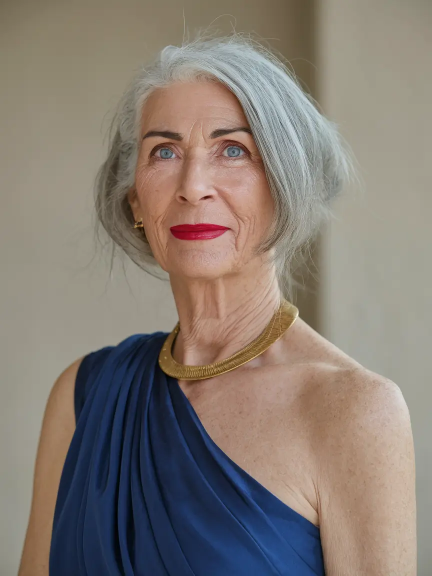 Fall haircuts for women over 50 Airy Mid-Length Layers with Natural Grey Hues