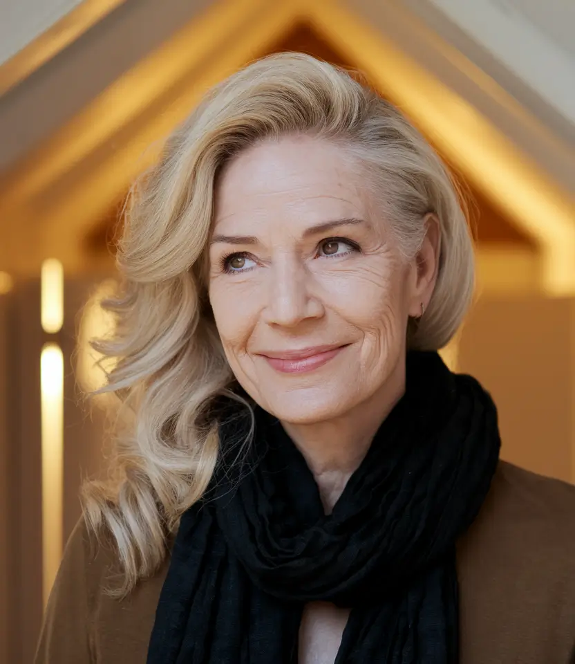 Fall haircuts for women over 50 Long Blonde Waves with Voluminous Side Part