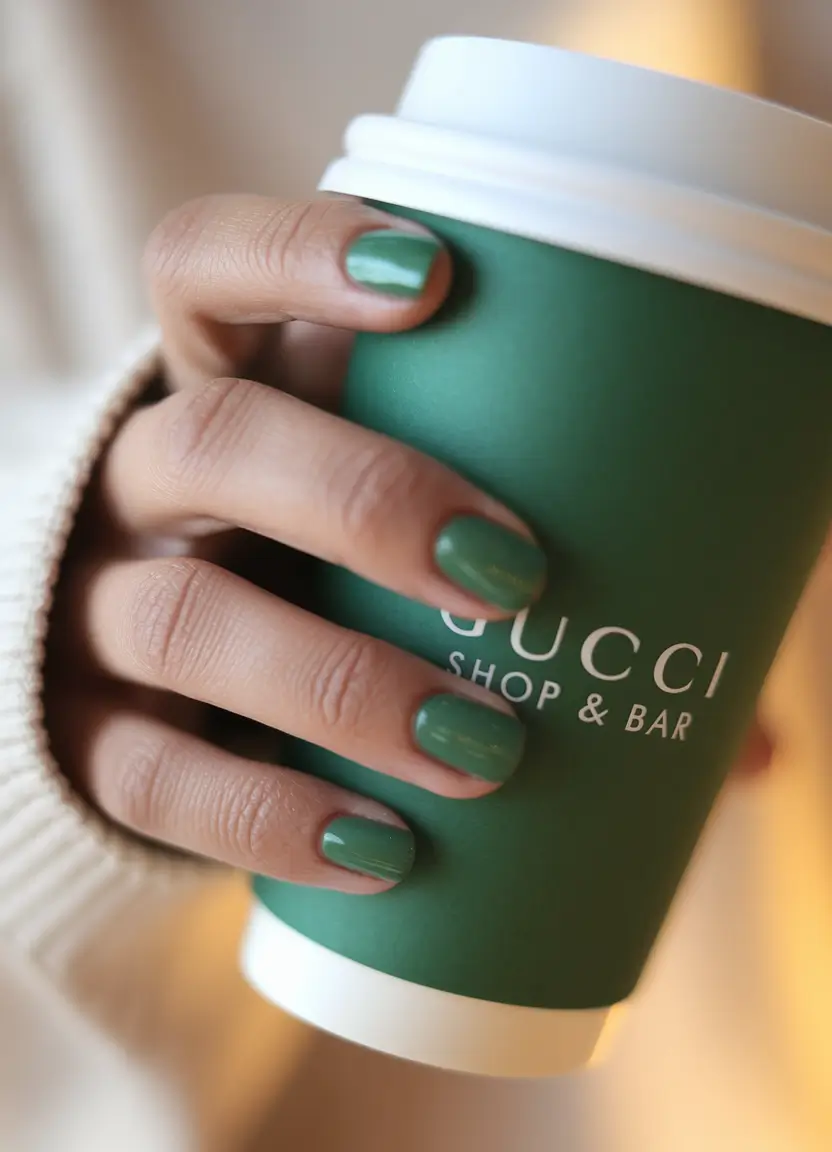 fall color nails autumn+Green Short Polish for Fresh Fall Energy