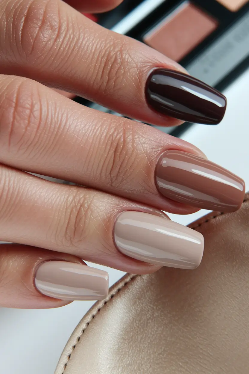 fall color nails autumn+Coffee-to-Cream Gradient Perfection