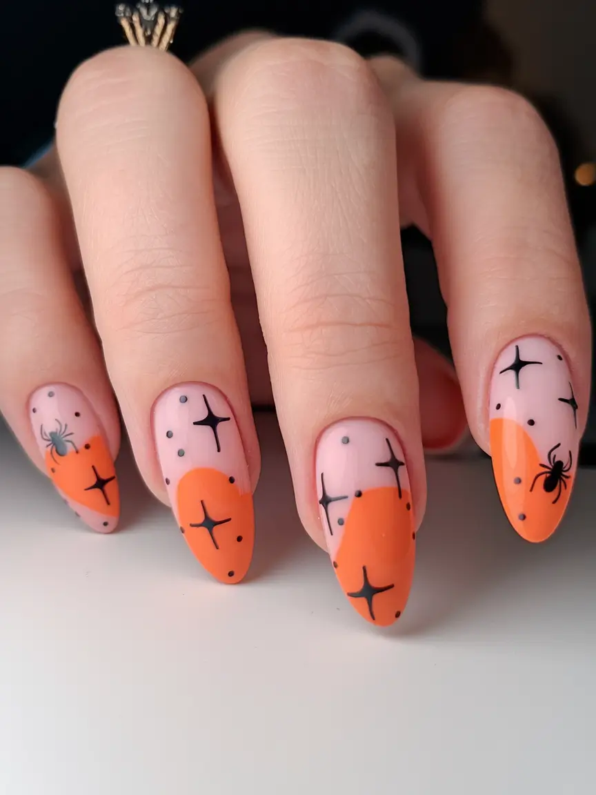 autumn gel designs+Spooky Chic with Punchy Orange