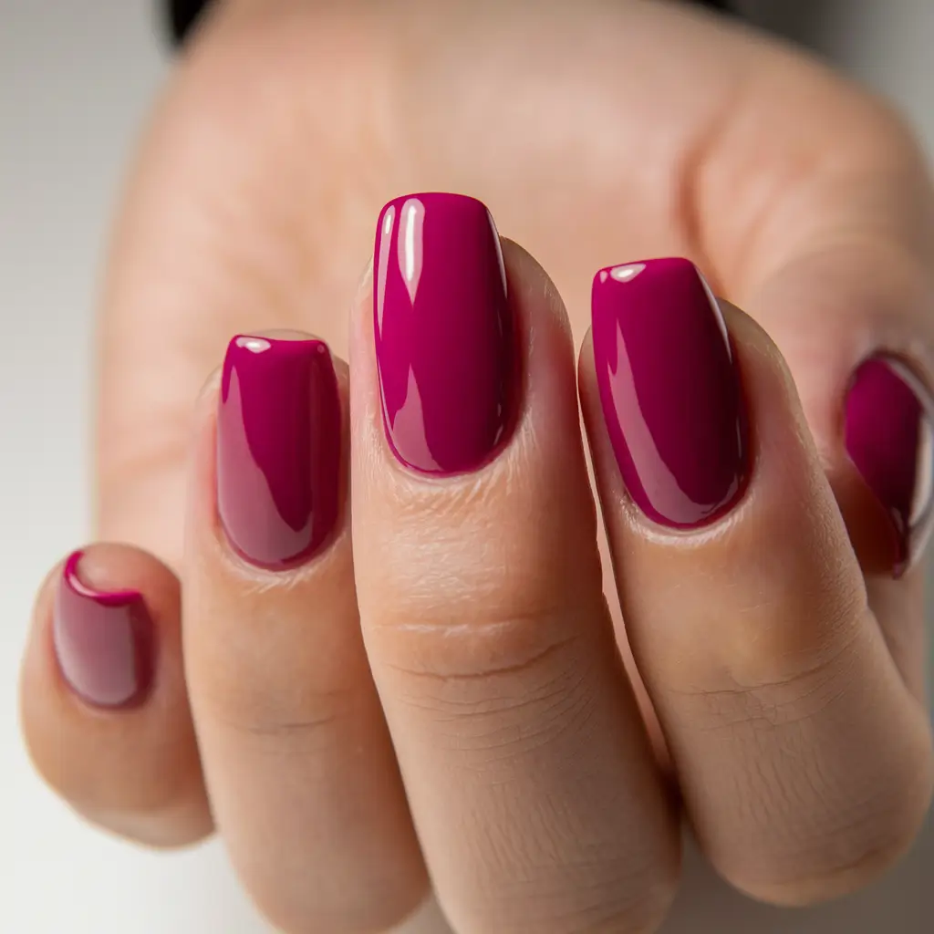 fall color nails short+Glossy Berry Classic for Short Square Lovers