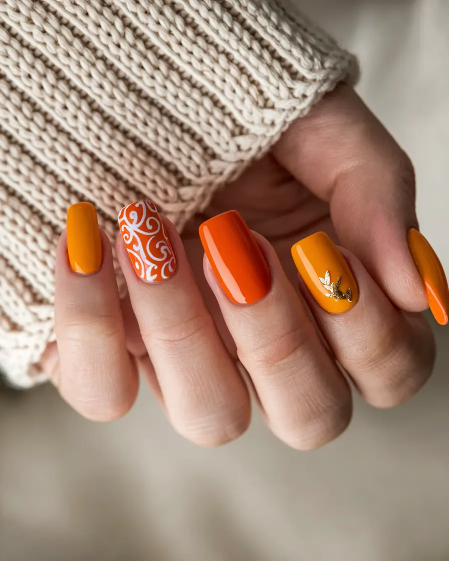 autumn square+Bold Autumn Square in Citrus and Scrolls