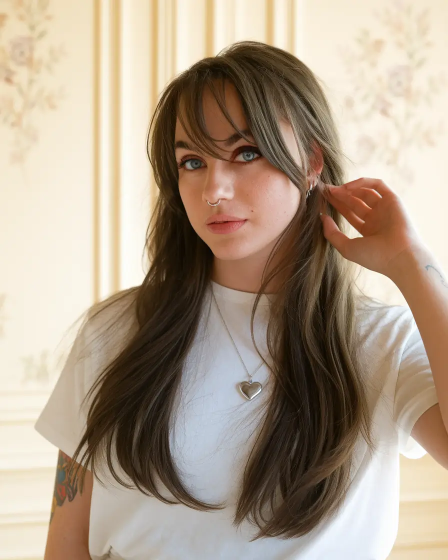 fall-brunette-hair-color-curtain-bangs-muted-long