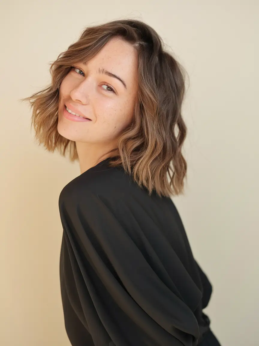 fall-brunette-hair-color-short-textured-balayage-bob
