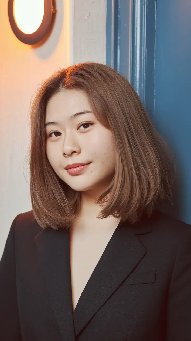 fall haircuts chubby face Classic Volume Bob with Tapered Underlayers