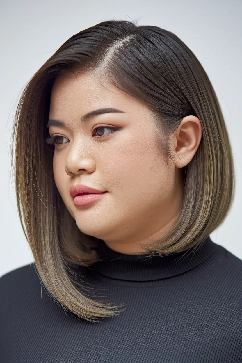 fall haircuts chubby face Sleek Asymmetrical Bob for Subtle Drama
