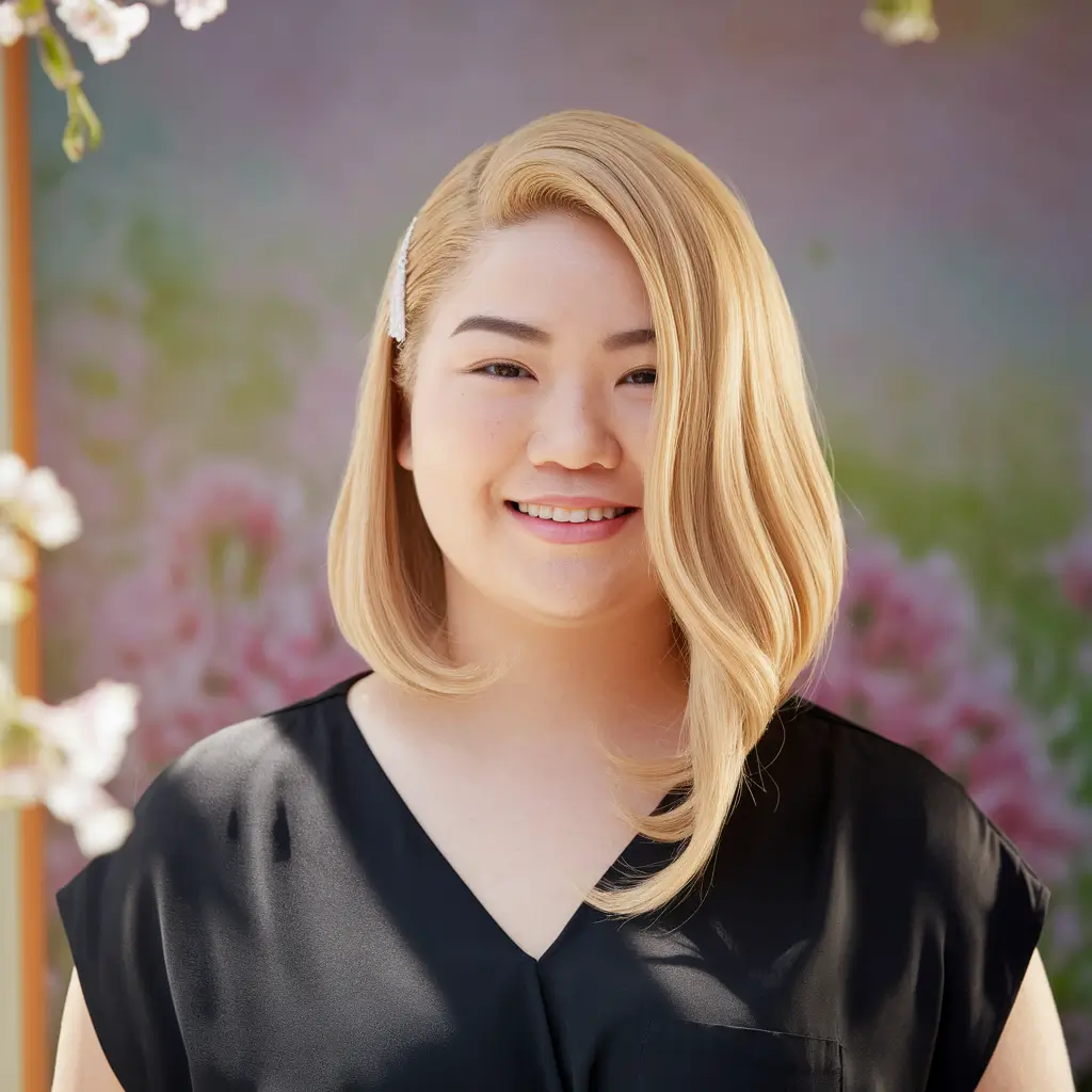 fall haircuts chubby face Warm Blonde Waves With Retro Volume