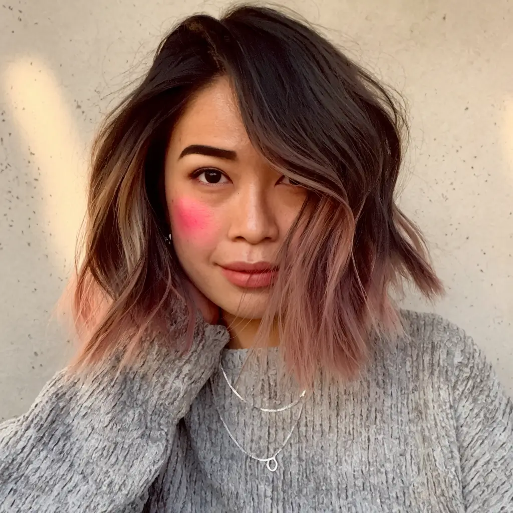 fall haircuts chubby face Wavy Balayage Lob With Face-Framing Magic