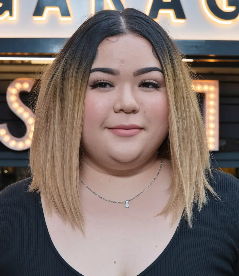 fall haircuts chubby face Sleek Middle-Part Blonde Lob