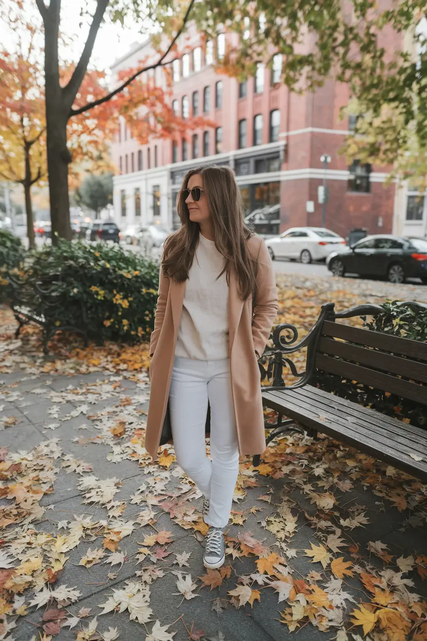 trendy NYC fall outfits - fashion ideas 2025 Chic Monochrome with a Hint of Cream
