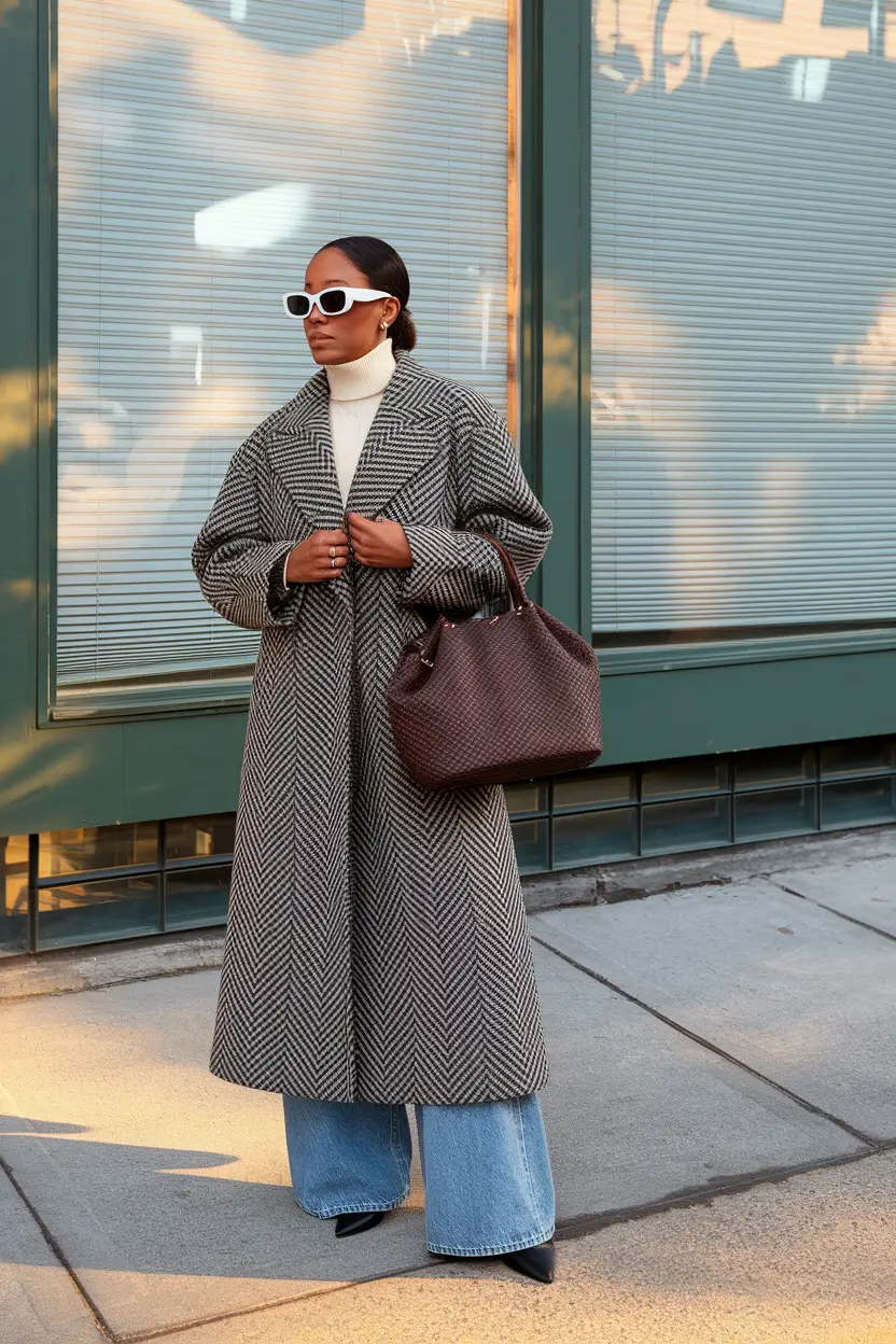 trendy NYC fall outfits - fashion ideas 2025 Timeless Turtleneck & Statement Herringbone