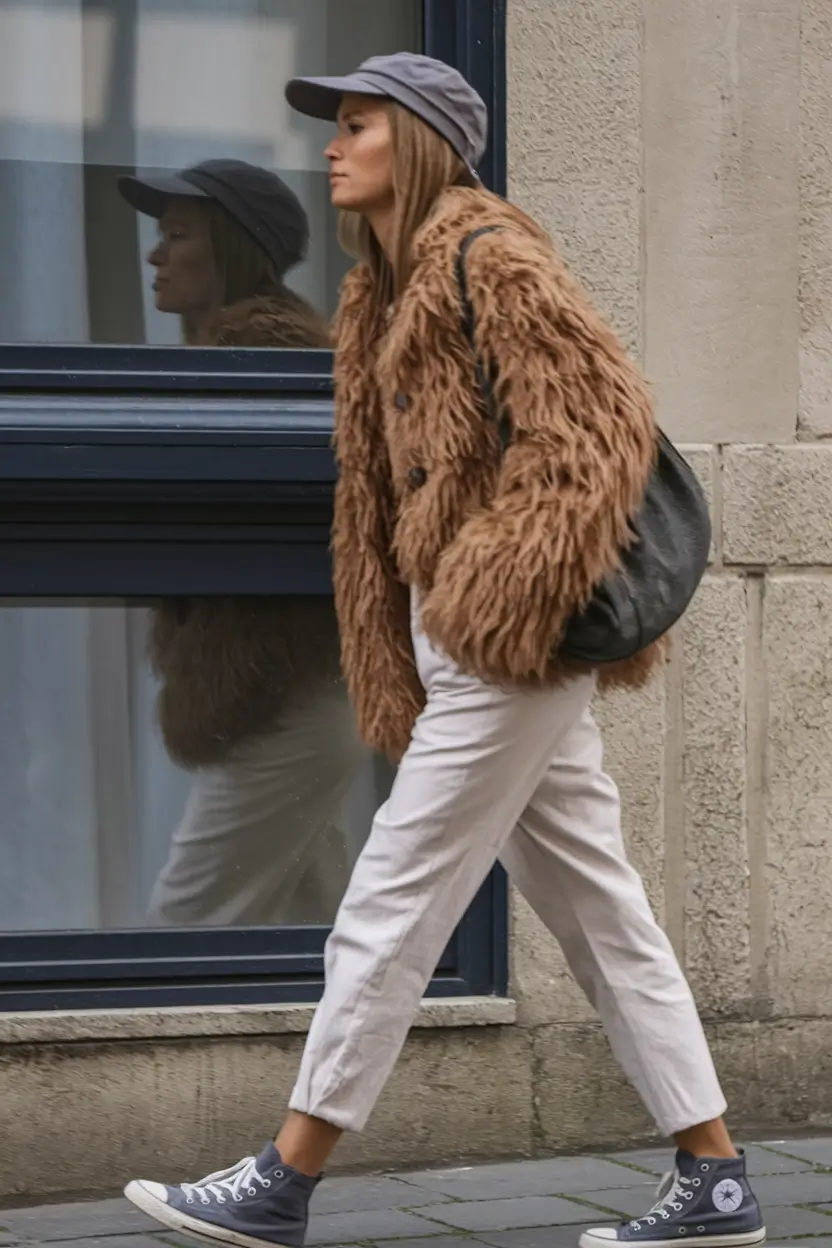trendy fall outfits 2025 street style+Modern Urban Cozy with a Fluffy Statement