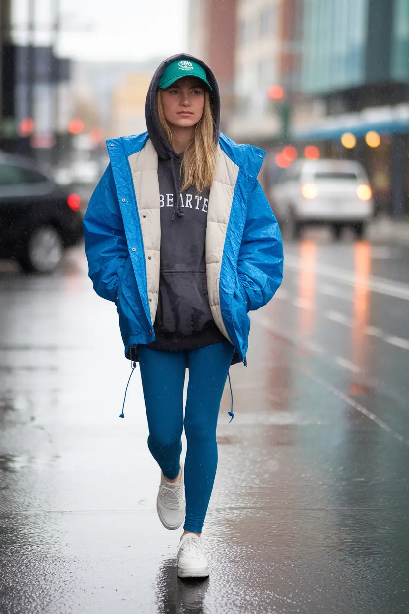 casual street styles+Rain-Ready Athleisure Core