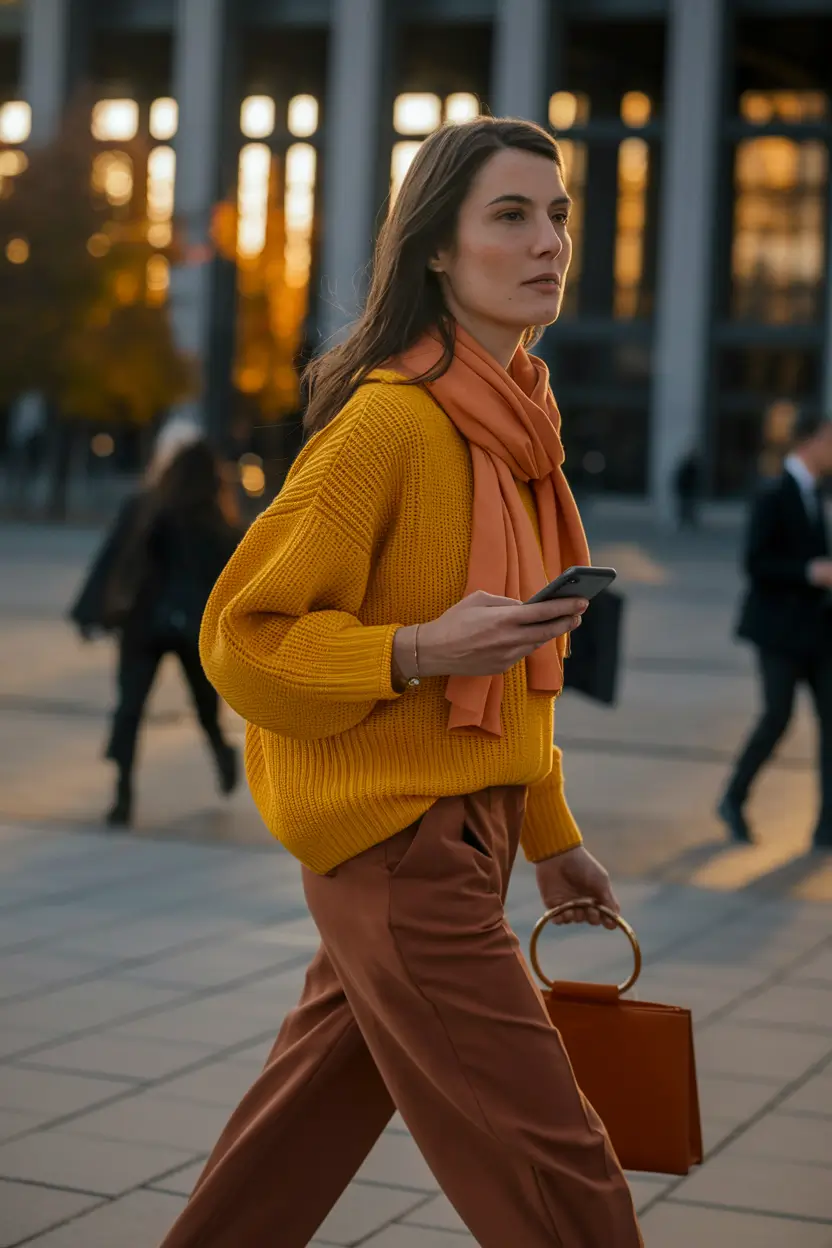 warm fall outfits ideas 2025 Spice Tones with a Casual Twist