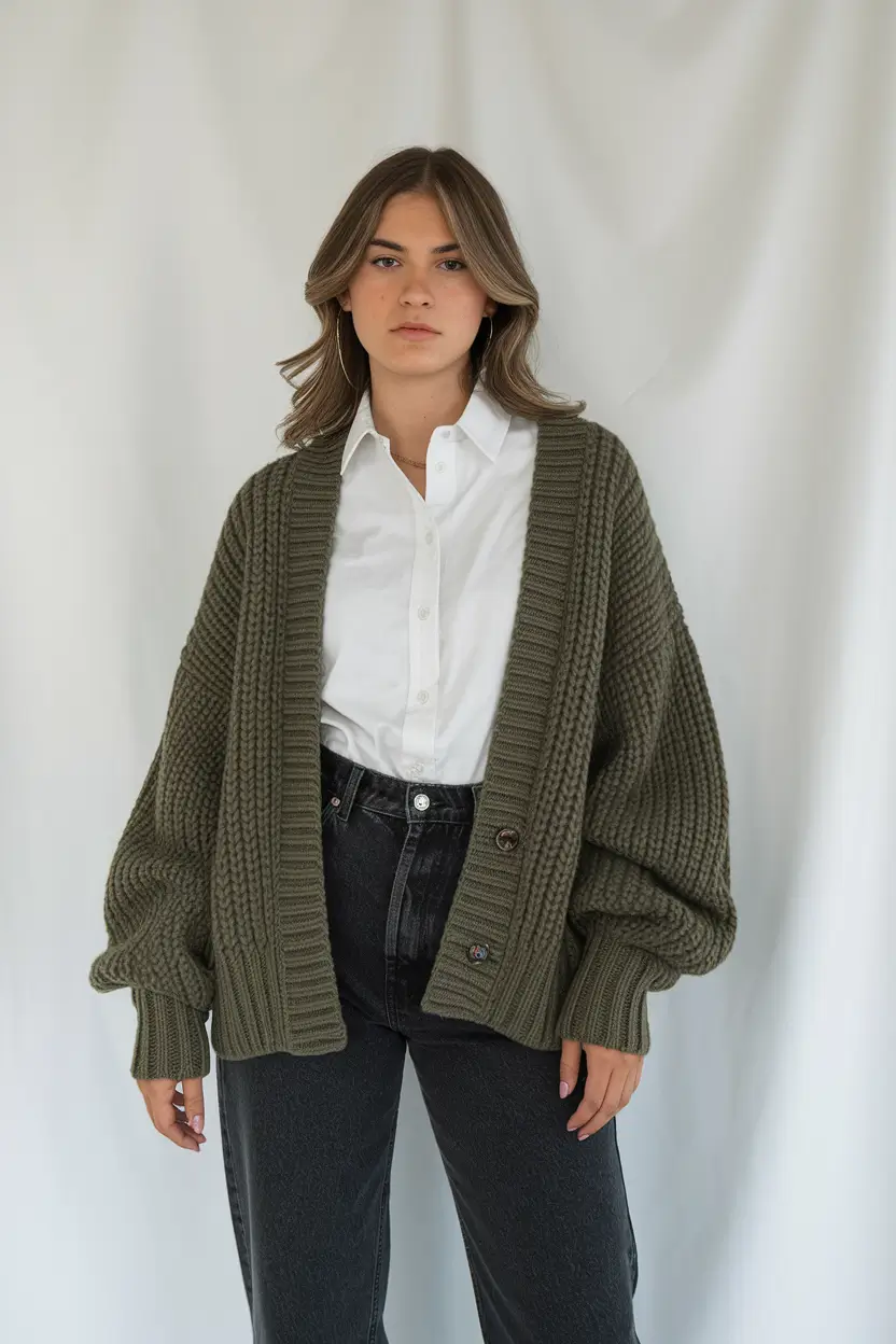warm fall outfits ideas 2025 Cardigan Cool with Vintage Vibes