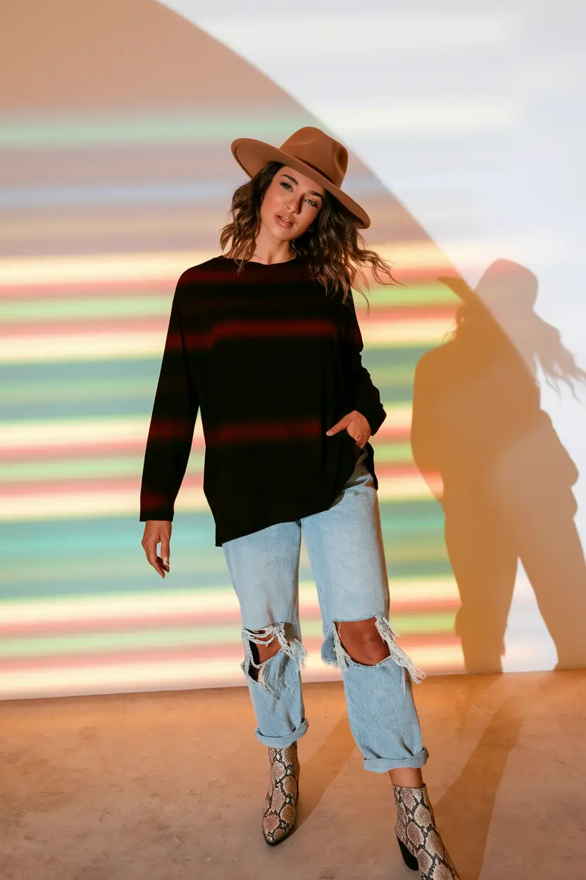 fall-2023-street-style-new-york-Boho-Ripped-Denim-and-Western-Flair