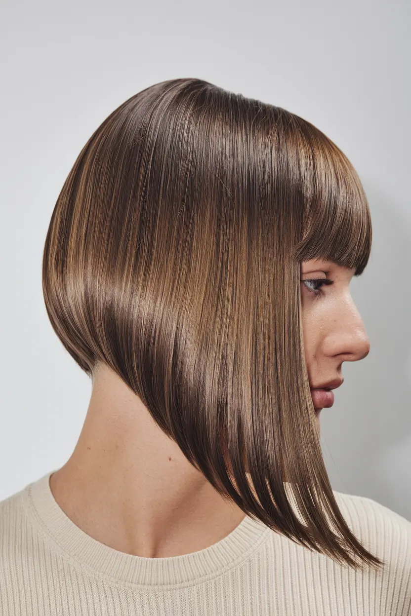 fall bob hairstyles cut and color medium Honey-Caramel Asymmetrical Luxe Bob