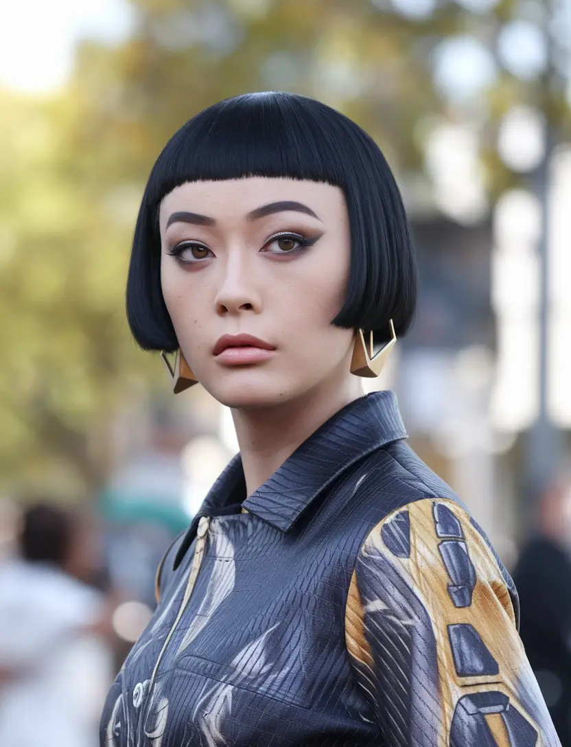 fall bob hairstyles with bangs Graphic Bowl Cut Revival