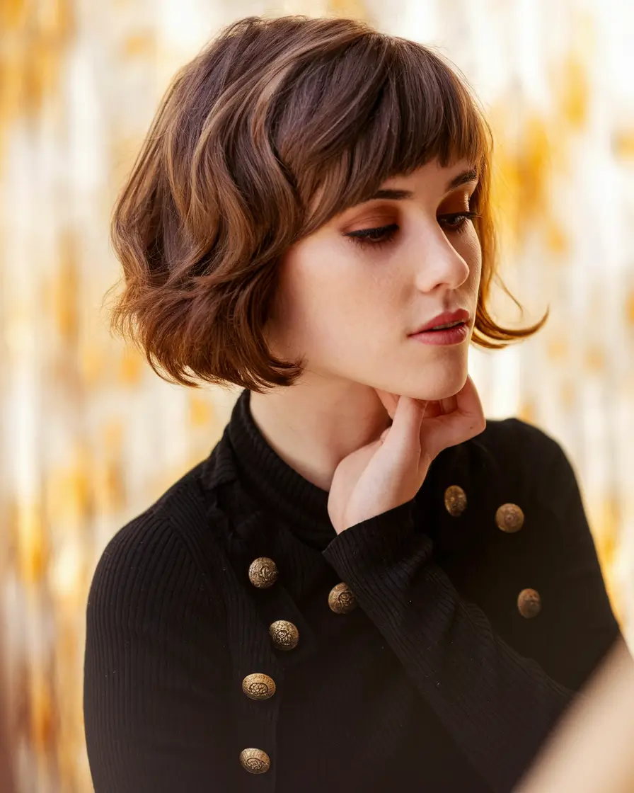 fall bob hairstyles cut and color medium Golden Brown Soft Shag Bob