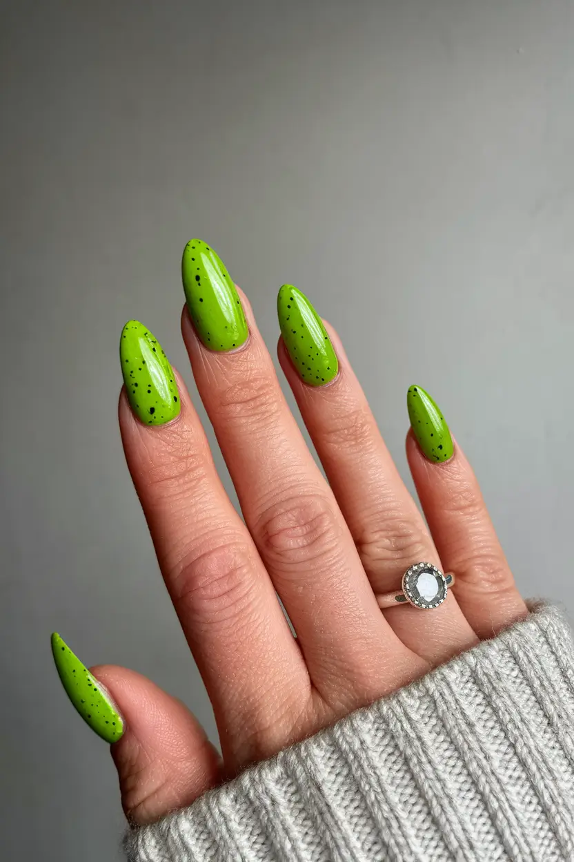fall green nails 2025 Fresh Matcha Speckle