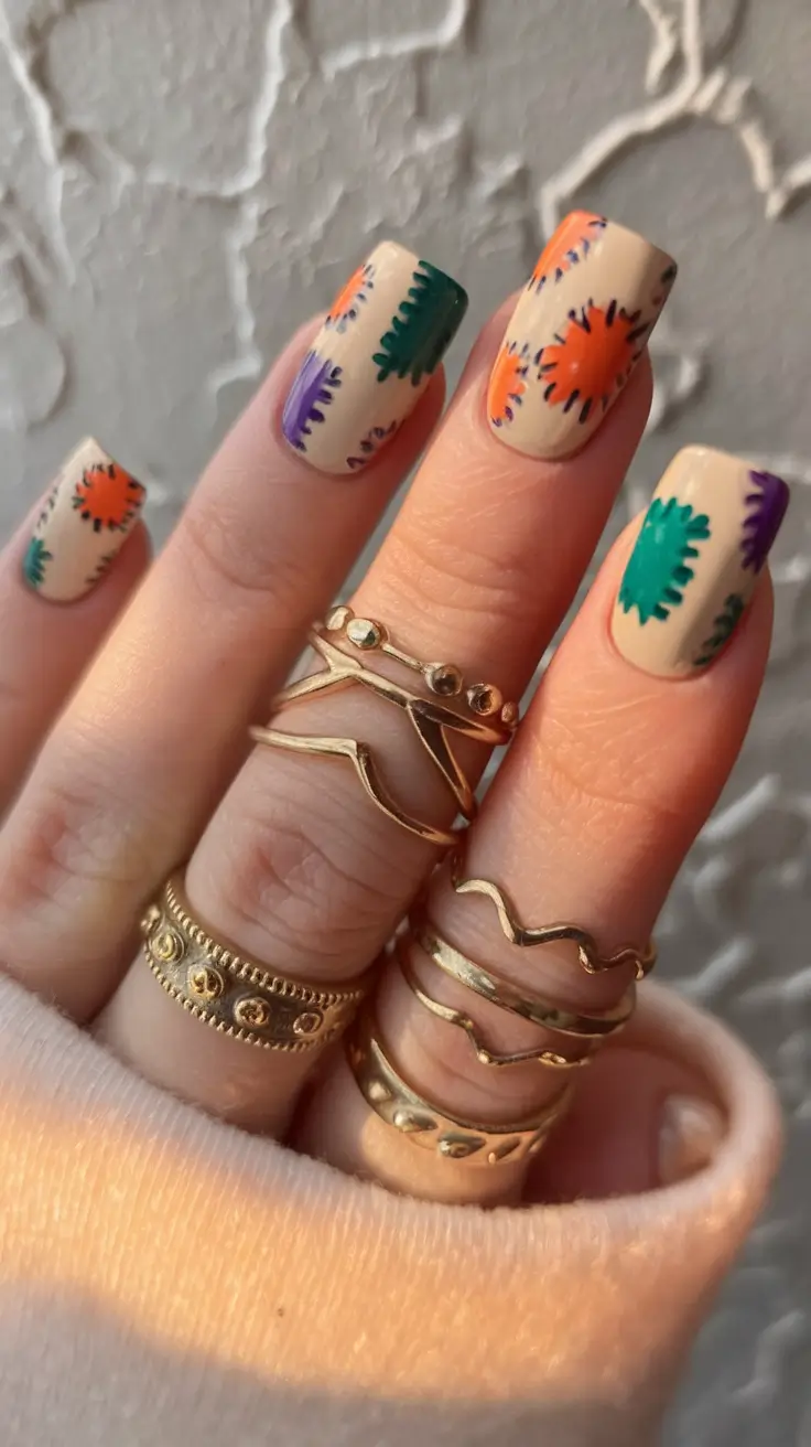 Autumn 2025 Nail Color Inspiration – Stitched Confetti on Cream