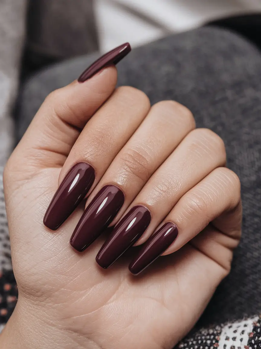 Autumn 2025 Nail Color Inspiration – Inky Cabernet Coffins