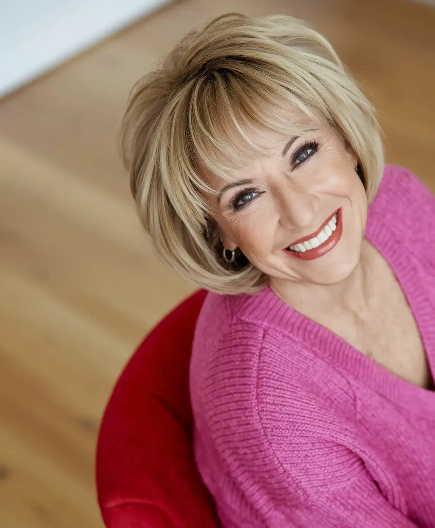 Beautiful Fall 2025 hairstyles for Women 50+ – Playful Short Bob with Bangs