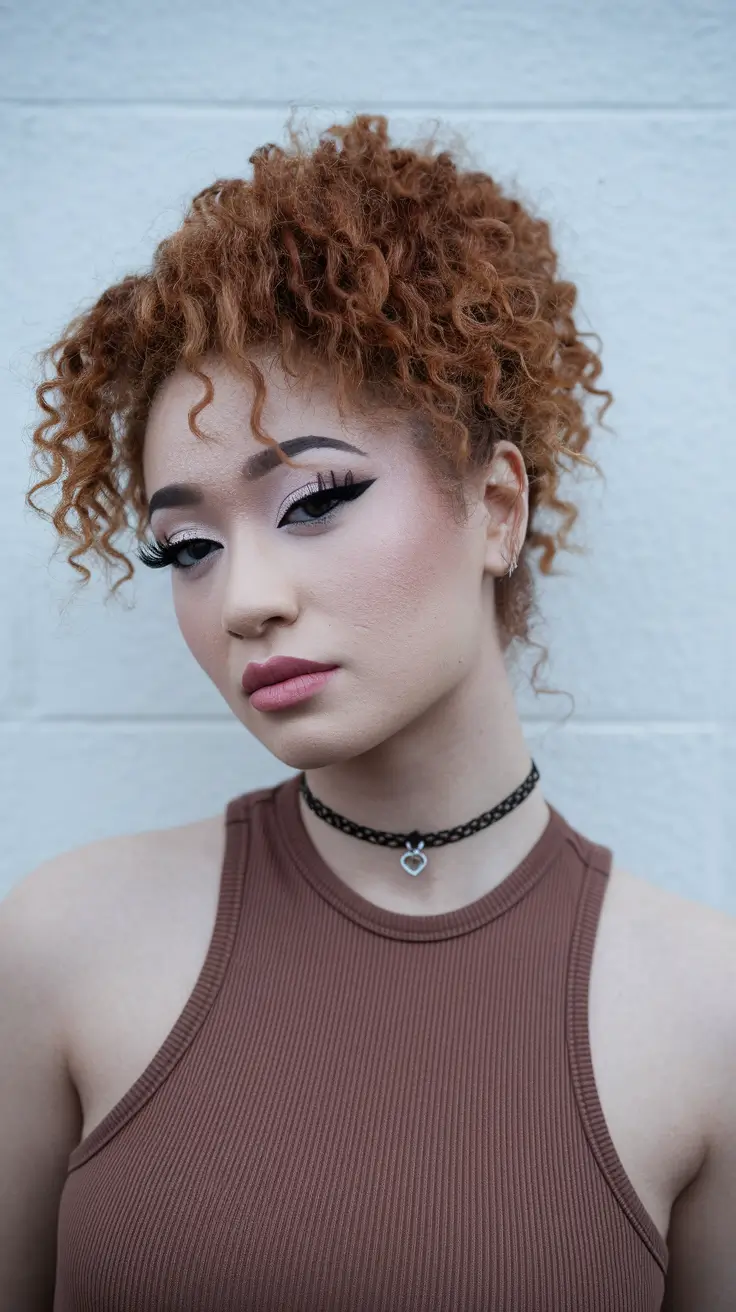 Best Fall Hair Colors Trends 2025 for Cool Skin – Spiced Curly Copper With Cloud Bangs