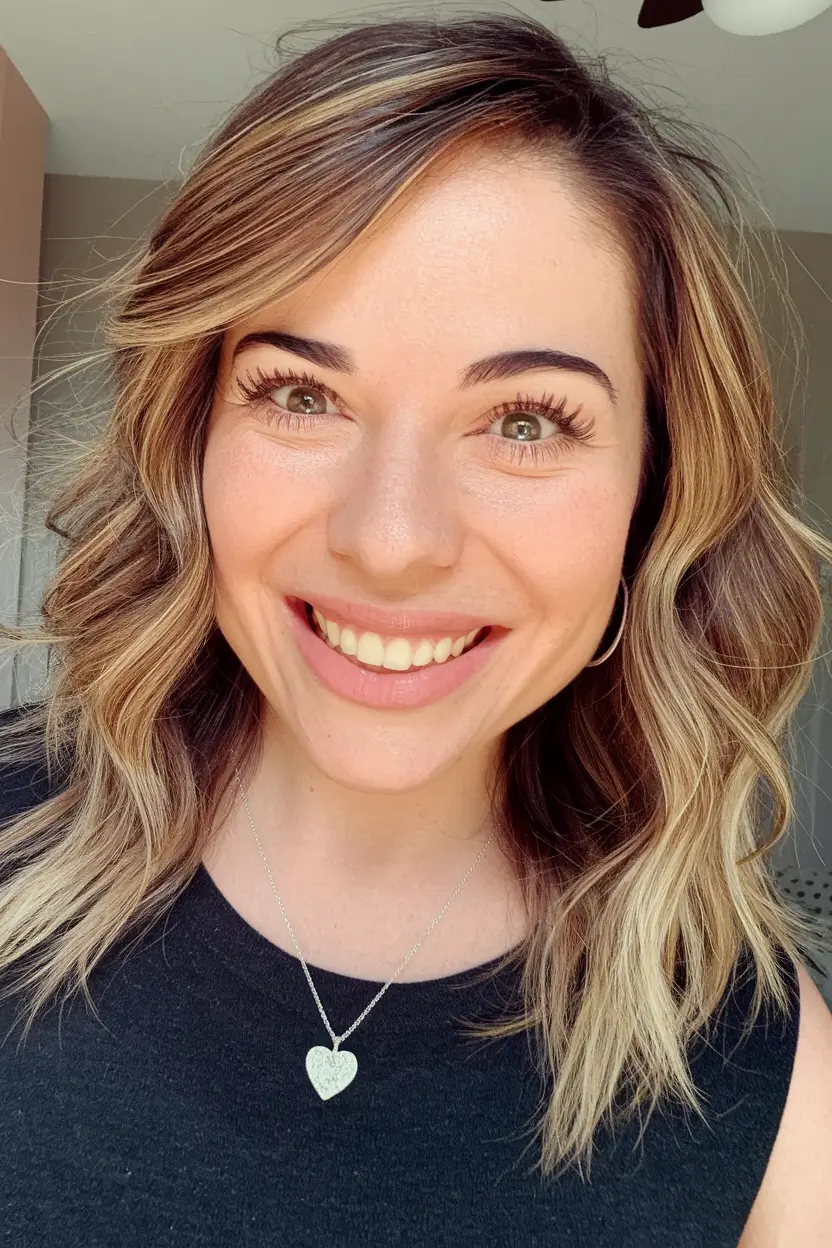 Best Fall Hair Colors Trends 2025 for Cool Skin – Ash Bronde Waves With Bright Money Piece