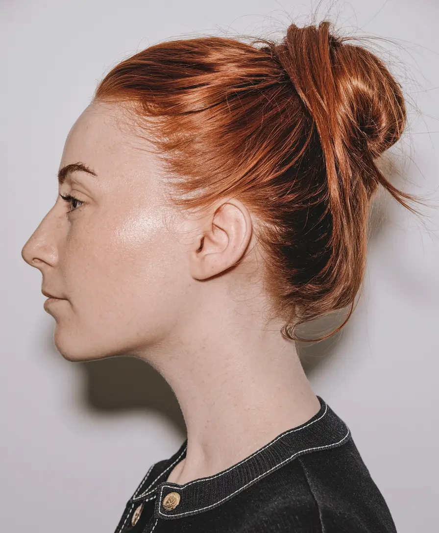 Best Fall Hair Colors Trends 2025 for Cool Skin – Burnished Copper Sleek Knot