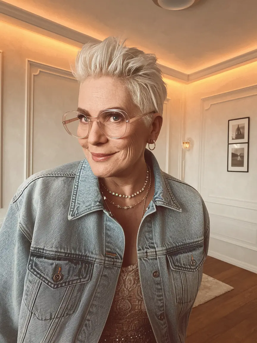 Best Fall hairstyles for Women 40+ in 2025 – Platinum Pixie with Voluminous Top
