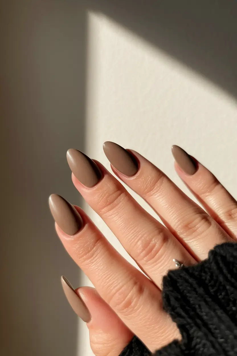 brown fall nails designs 2025 Matte Taupe Elegance