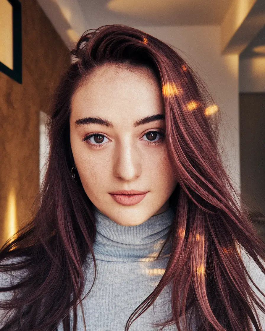 Burgundy Hair Inspiration for the Fall Season 2025 – Soft Cherry-Plum Layers with Side Sweep