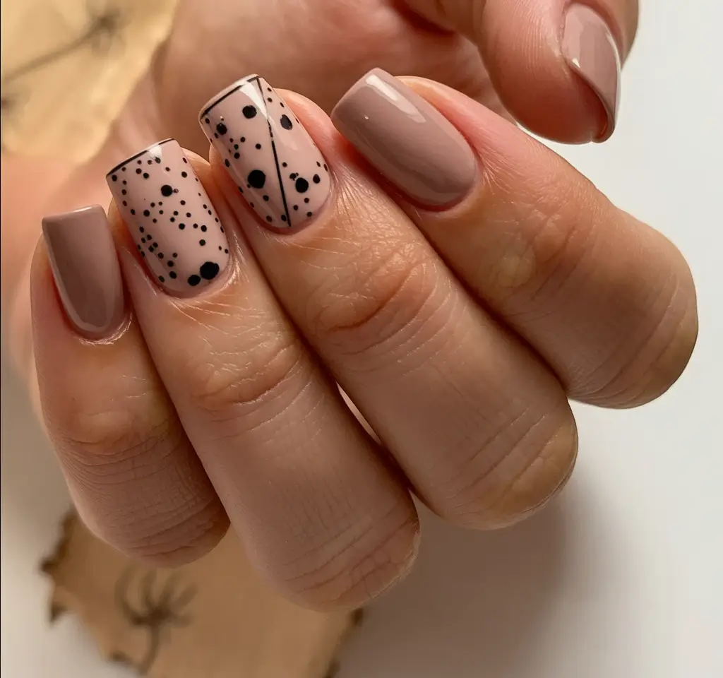 neutral fall nails 2025 Speckled Taupe Accent