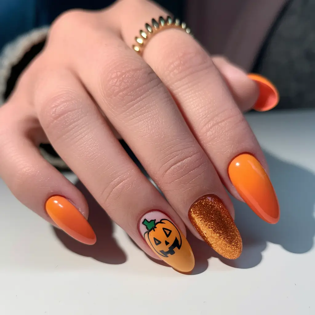 fall gel nails designs autumn 2025+Pumpkin Spice Pop Art