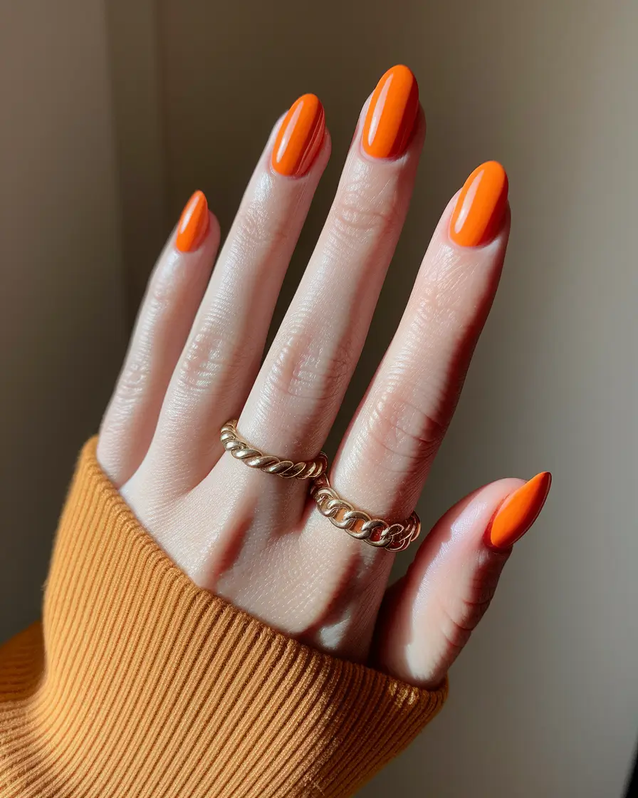 fall gel nails 2025+High Voltage Orange