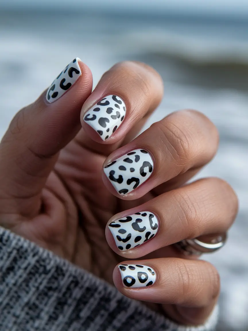 ideas short white+Minimalist Monochrome Leopard