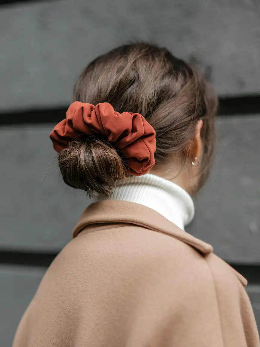 Cozy Low Bun with a Scrunchie easy fall hairstyles 2025