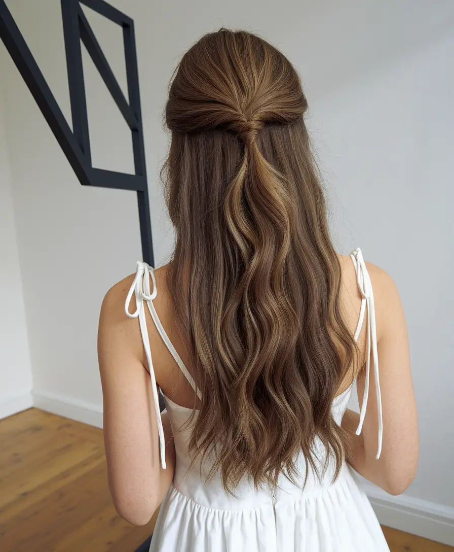 Half-Up Twist with Loose Waves easy fall hairstyles 2025