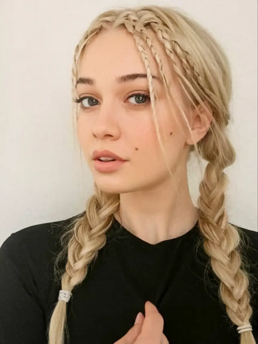 cute fall hairstyles Playful Double Braids