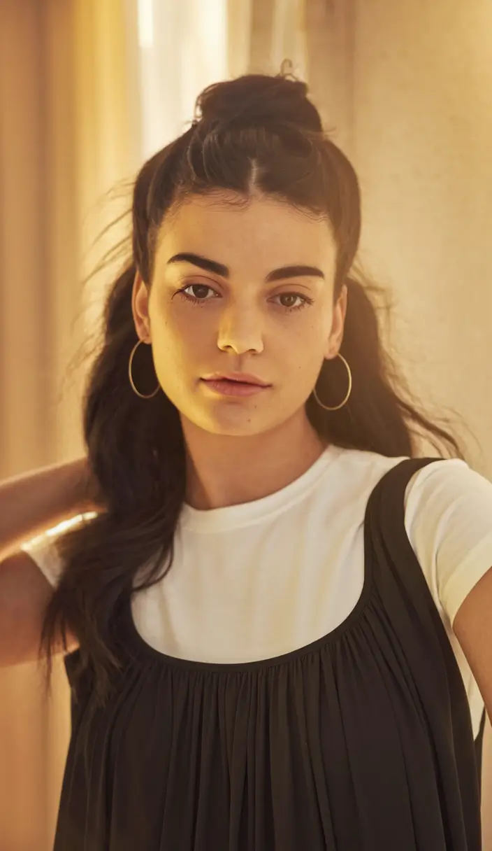 cute fall hairstyles half up half down Half-Up Twist with Effortless Charm